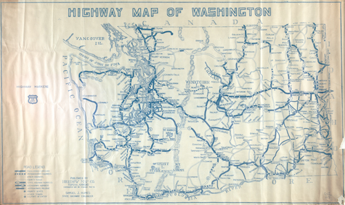 Highway Map of Washington, Record Series, Map Records, General Map Collection, 1851-2005, Washington State Archives, Digital Archives.