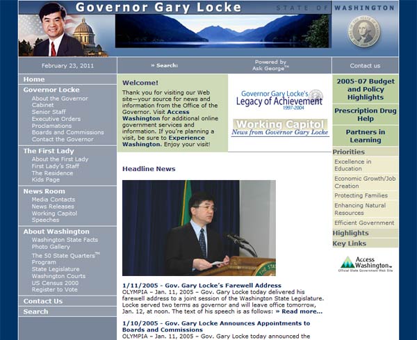 Website of Governor Gary Locke