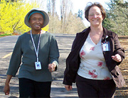 Pictured from left are Dr. Maxine Hayes, State Health Officer, and Human Resources Director Katherine C. Deuel