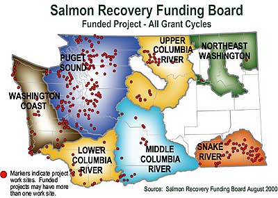 Projects funded by the Salmon Recovery Funding Board